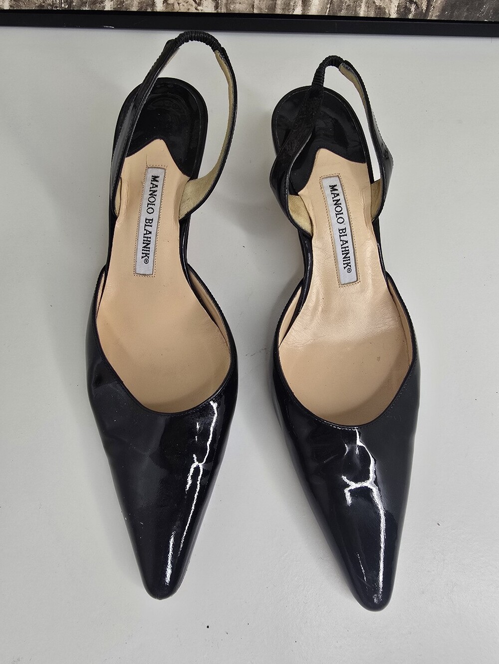 Manolo Blahnik Carolynn Heels in Black Patent Leather
